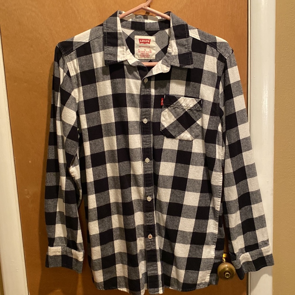 Kids Levi’s Flannel XL Buffalo plaid black white